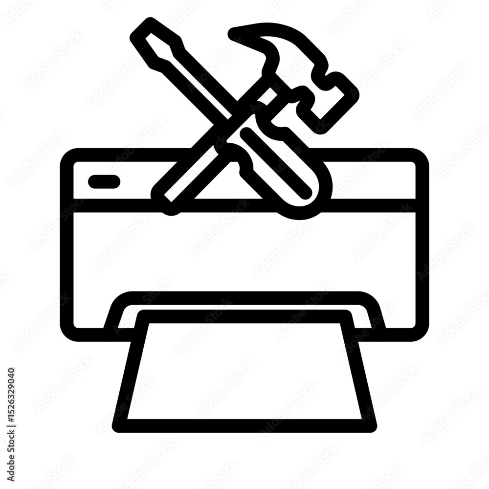 Printer Repair Vector Line Icon Design Printer Repair Vector Line Icon Design