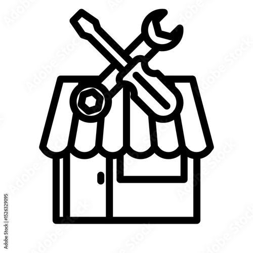 Repair Shop Vector Line Icon Design