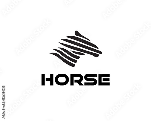 abstract line head horse move fast speed logo design template illustration inspiration