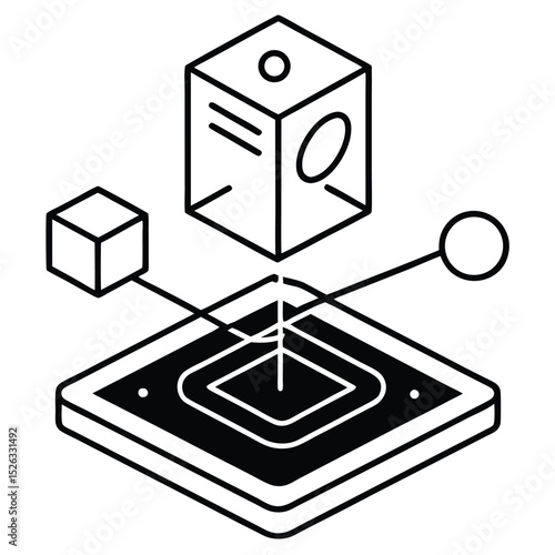 Augmented Reality Interaction line art vector 