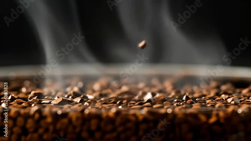 Macro View of Coffee Beans Crystals Dissolving with Steam – Loopable Café B-Roll for Ambient Use
