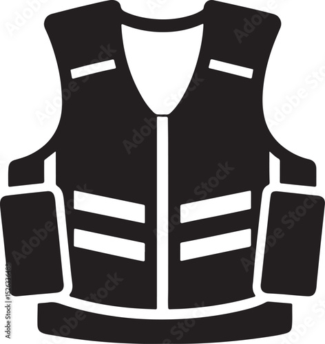 bullet proof vest silhouette, black and white silhouette, vector and illustration