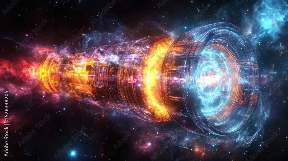 Cosmic Dance: A mesmerizing view of a vibrant energy formation in space, with swirling colors and complex structures, creating a sense of wonder and the vastness of the universe. Cosmic Dance: A mesmerizing view of a vibrant energy formation in space, with swirling colors and complex structures, creating a sense of wonder and the vastness of the universe.