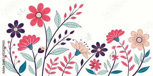 Seamless smoothly various Flower , pattern and wallpaper design for decorations over a white background  vector illustration

