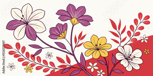 Seamless smoothly  purple   Flower , pattern and wallpaper design for decorations over a white background  vector illustration
