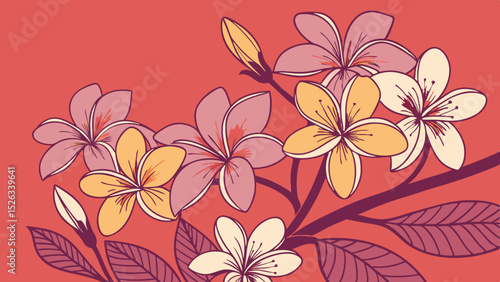 Seamless smoothly pink Flower , pattern and wallpaper design for decorations over a red background  vector illustration
