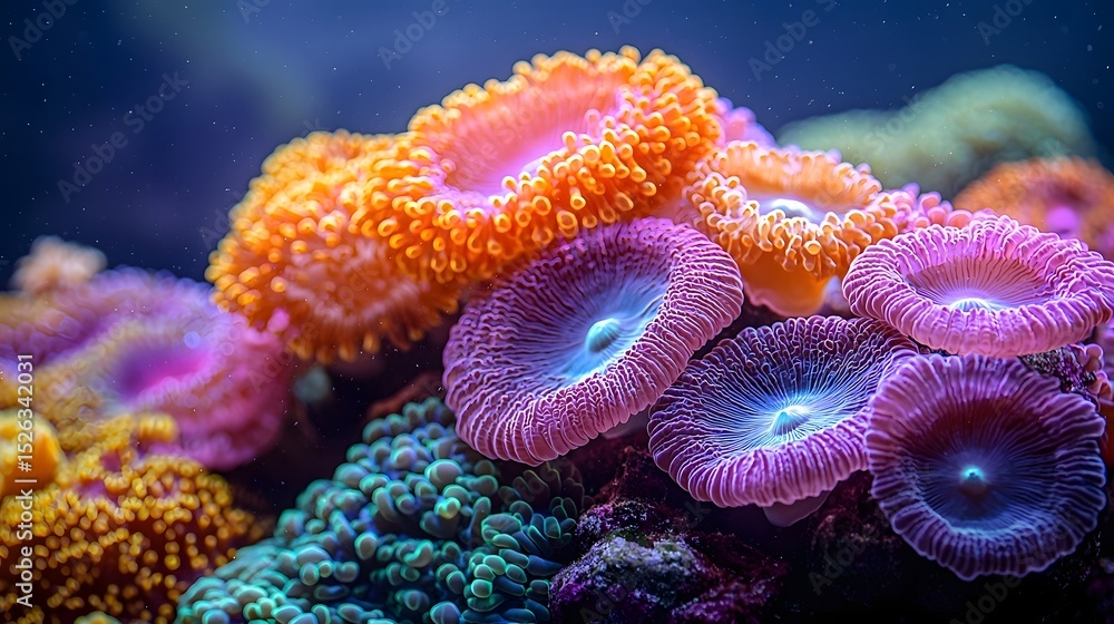 Fototapeta premium Vibrant coral reef with intricate mandala like formations