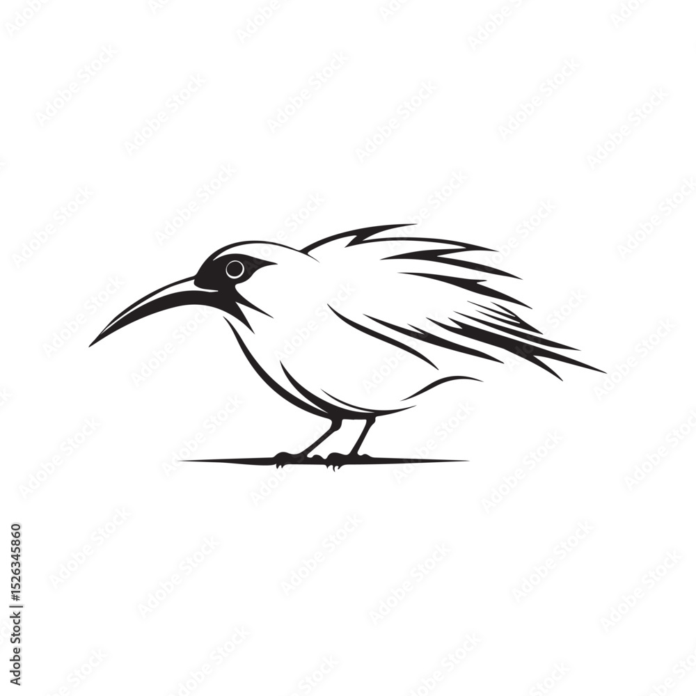 Obraz premium Bird sitting on a branch in a vector style with wildlife and nature elements
