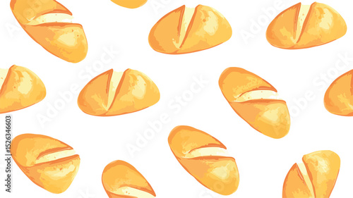 Delicious Bread Seamless Pattern Background Vector for Bakery Products