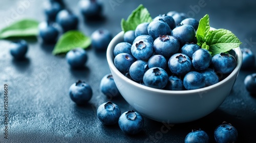 Wallpaper Mural An inviting image of a bowl filled with fresh blueberries placed on a textured surface, capturing the essence of freshness and healthy snacking in an artistic setting. Torontodigital.ca