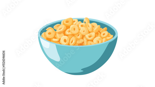 Crunchy Bowl of Cereal Vector Illustration for Healthy Breakfast Designs
