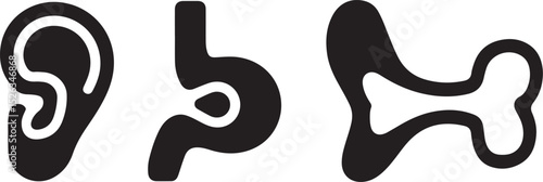 Three Different Styles of Human Ear Illustrations