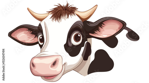 Cartoon Cow Head Vector Isolated Illustration