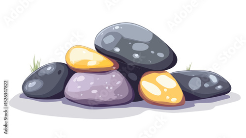 Colorful Cartoon Stones Vector Isolated Illustration for Creative Designs