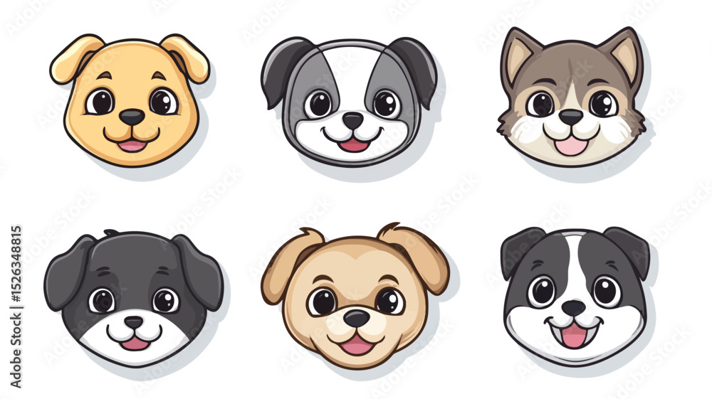 Obraz premium Adorable Cartoon Dog Face Vector Illustration for Design Projects