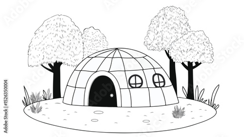 Igloo House Vector Illustration Isolated on White Background