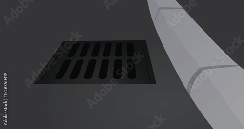 Street pavement drain. vector illustration	
