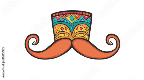 Mexican Mustache Vector Isolated Illustration for Creative Design Projects