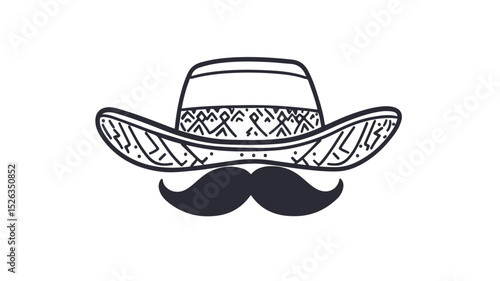 Mexican Mustache Line Icon Vector Isolated - Professional Image Usage