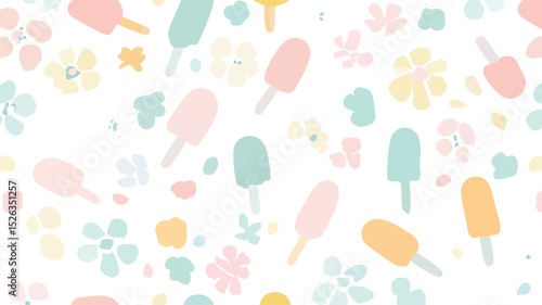 Delicious Pastel Ice Cream Seamless Pattern Background Vector