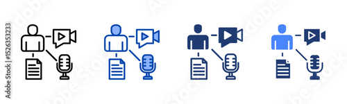 Multimedia icon sheet multiple style collection