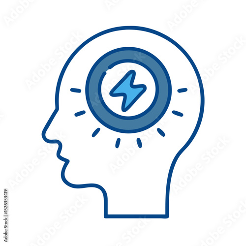 Icon of a person's head with an energy symbol representing a positive mindset