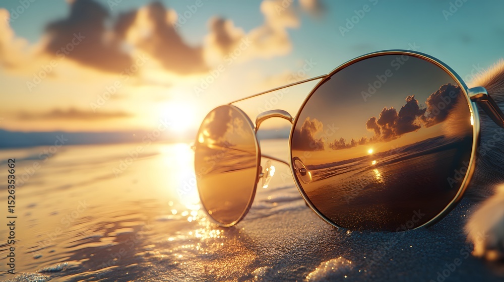 custom made wallpaper toronto digitalStylish pair of sunglasses resting on warm sandy beach with gentle waves in the background