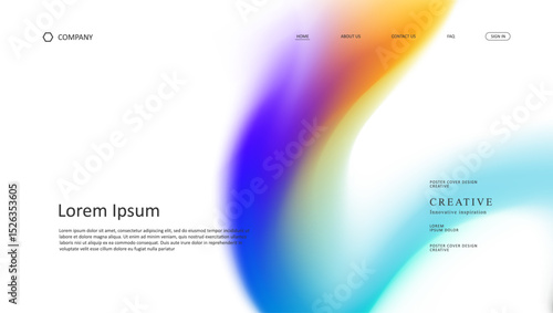 Abstract wave futuristic design of landing page. retro gradient mesh website design	