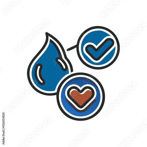 Good cholesterol symbol with water drop and heart