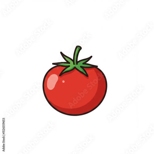 Red tomato on white background, vector illustration