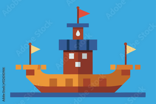 An ocean vessel carrying cargo, a tanker ship illustrates nautical transport with a silhouette of a boat sailing on a wave