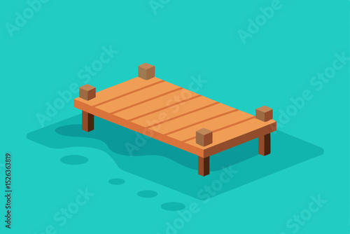 Empty wooden bench sits isolated on a sandy beach, inviting relaxation by the sea