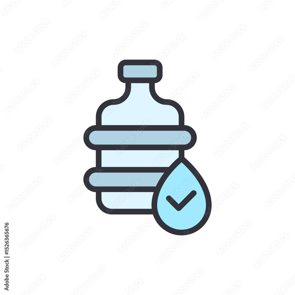 Obraz premium Water Cooler Jug With Check Mark Symbol For Water Quality Concept