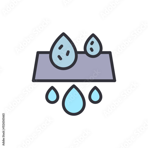 Water Filtration Process Illustration With Drops And Clean Barrier