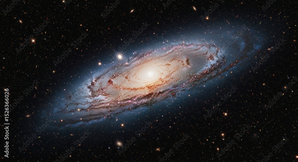 Fototapeta premium Stunning spiral galaxy with bright core and swirling arms, set against a backdrop of stars