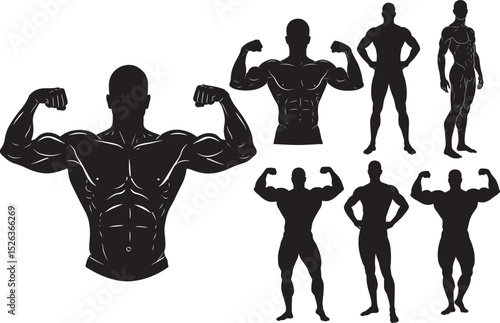 Fitness person lifting weights silhouette vector illustration