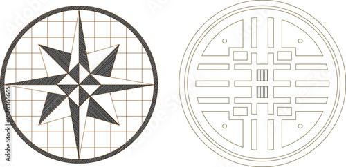 sketch vector illustration silhouette design ornament decoration mandala rosette classic vintage ethnic modern