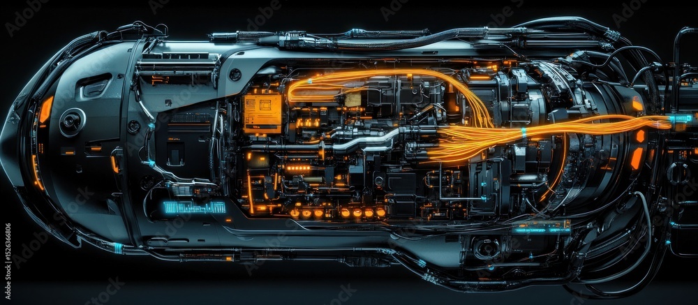 Fototapeta premium Futuristic Engine Detailed Interior.