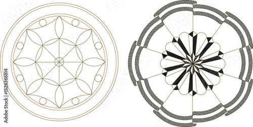 sketch vector illustration silhouette design ornament decoration mandala rosette classic vintage ethnic abstract modern traditional