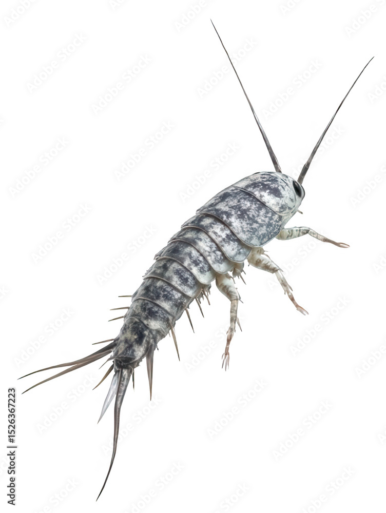 Isolated Silverfish Hyper-Realistic Image Transparent Background Isolated Silverfish Hyper-Realistic Image Transparent Background
