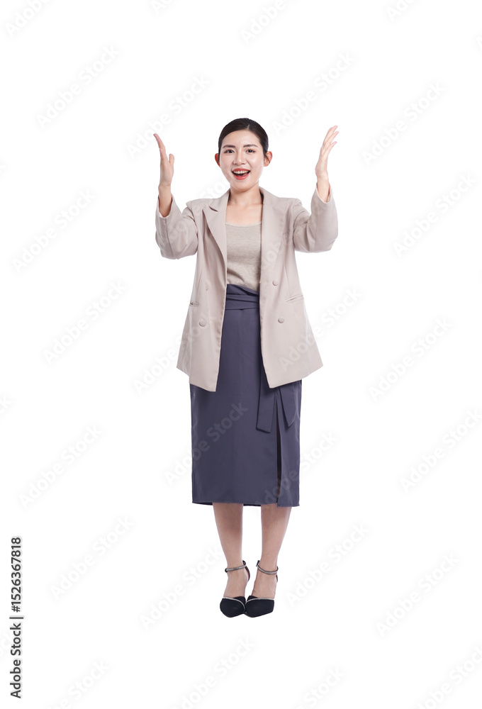 Portrait of businesswoman standing posing on white background Portrait of businesswoman standing posing on white background