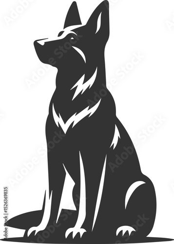 German shepherd breed dog vector black silhouette animal drawing