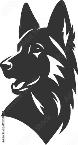 German shepherd breed dog vector black silhouette animal drawing