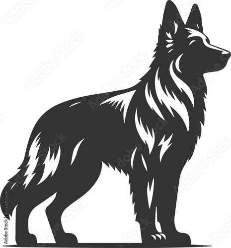 German shepherd breed dog vector black silhouette animal drawing