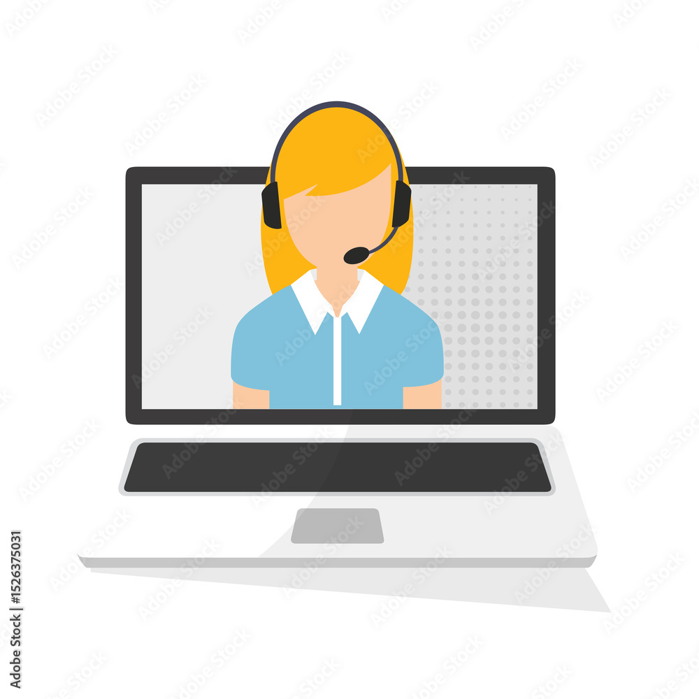 Agente del servizio clienti che lavora online CALL CENTER CENTRALINO - illustrazioni Agente del servizio clienti che lavora online CALL CENTER CENTRALINO - illustrazioni