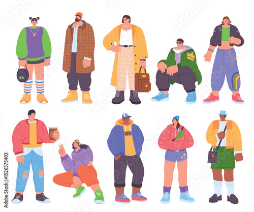 People with Streetwear Style Hand-drawn flat Original Set
