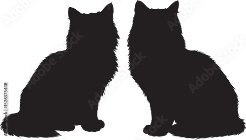 Playful cat jumping silhouette vector illustration