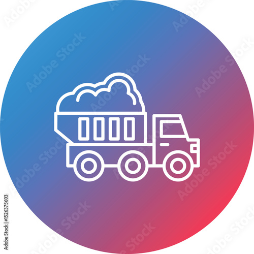 Dump Truck Line Gradient Circle Background Icon