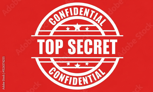 Top Secret Confidential Rubber Stamp on Red Background | Information Security, Privacy Protection, and Government Classified Document Illustration