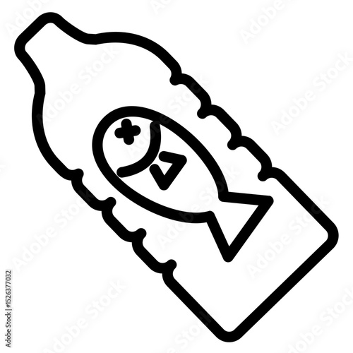 Fish trapped in plastic bottle icon